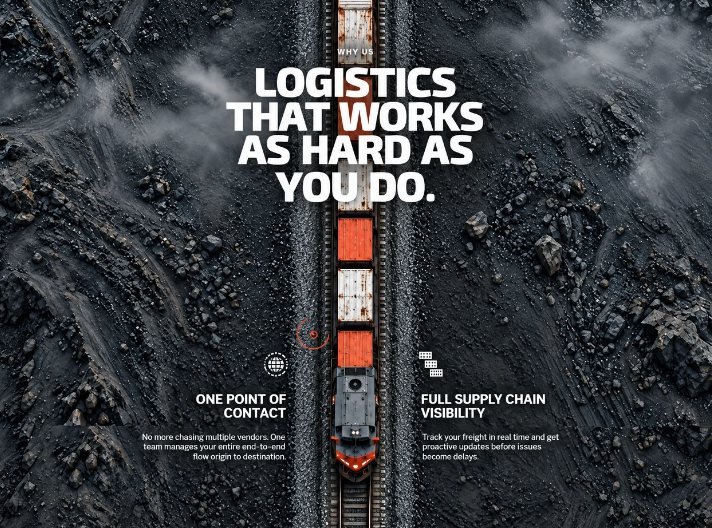Web de logística con tren de mercancías